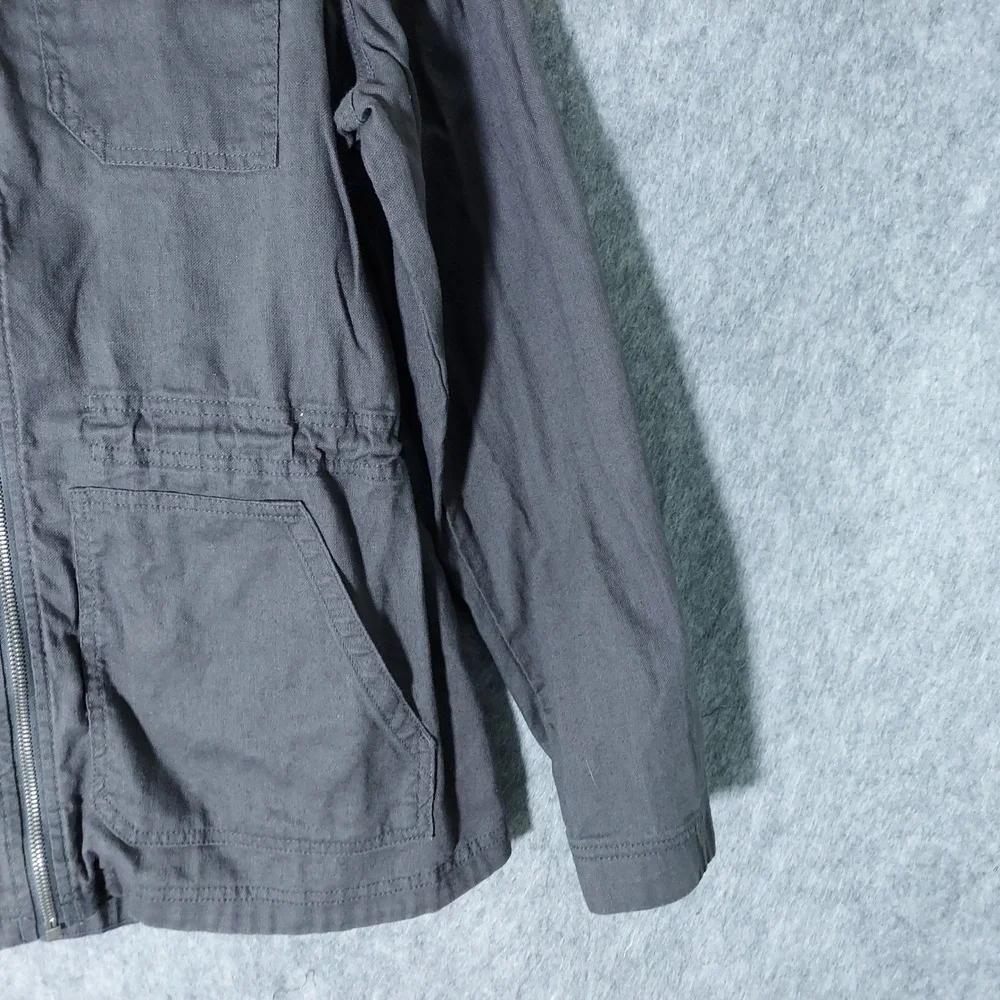 Columbia Women Jacket XL Grey‎ Hemp Cotton Utility Field Cinched Waist Zip Front